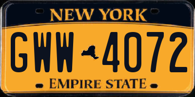 NY license plate GWW4072