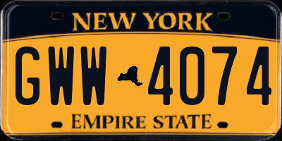 NY license plate GWW4074