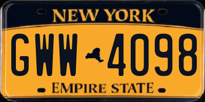 NY license plate GWW4098
