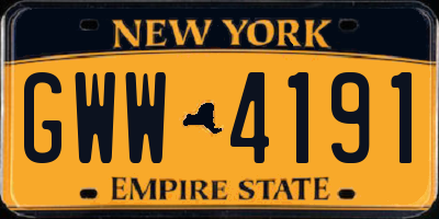 NY license plate GWW4191