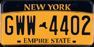 NY license plate GWW4402