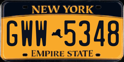 NY license plate GWW5348