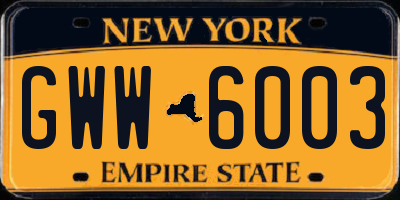 NY license plate GWW6003