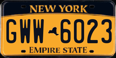 NY license plate GWW6023