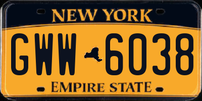 NY license plate GWW6038