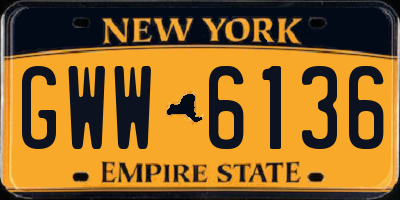NY license plate GWW6136