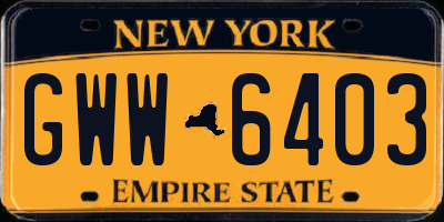 NY license plate GWW6403