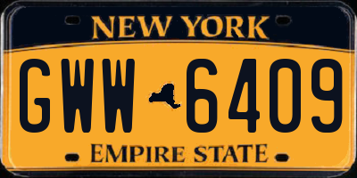NY license plate GWW6409