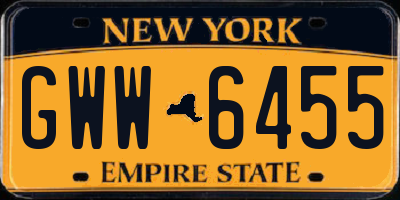 NY license plate GWW6455