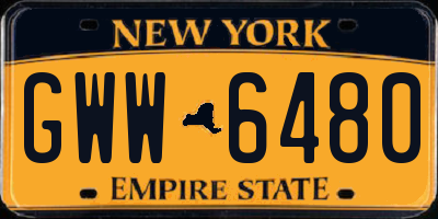 NY license plate GWW6480