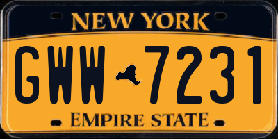 NY license plate GWW7231
