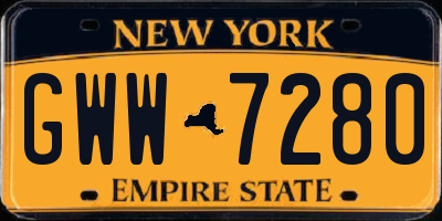 NY license plate GWW7280