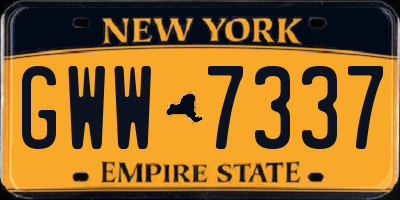 NY license plate GWW7337