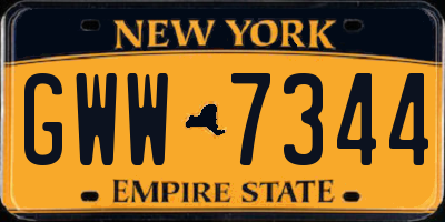 NY license plate GWW7344
