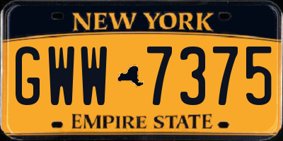 NY license plate GWW7375