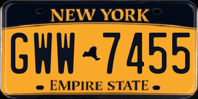 NY license plate GWW7455