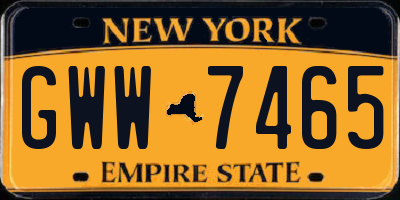 NY license plate GWW7465