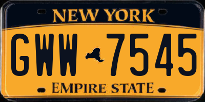 NY license plate GWW7545