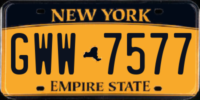 NY license plate GWW7577