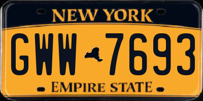NY license plate GWW7693