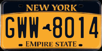 NY license plate GWW8014
