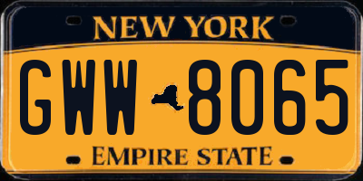 NY license plate GWW8065