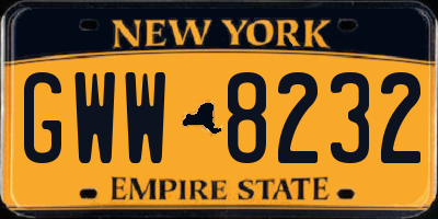 NY license plate GWW8232