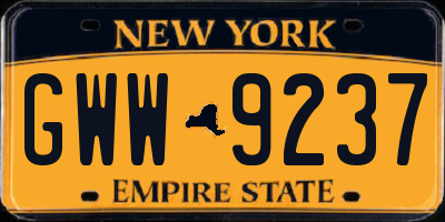 NY license plate GWW9237