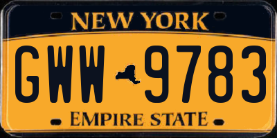 NY license plate GWW9783