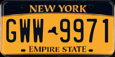 NY license plate GWW9971