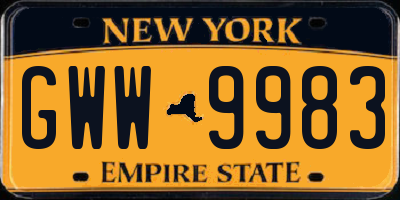 NY license plate GWW9983