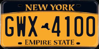 NY license plate GWX4100