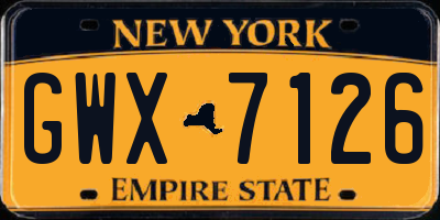 NY license plate GWX7126