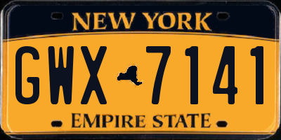 NY license plate GWX7141