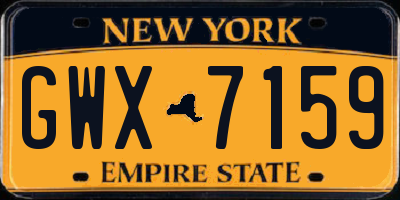 NY license plate GWX7159