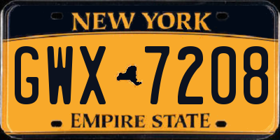 NY license plate GWX7208