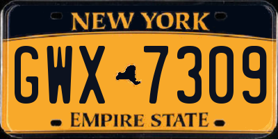 NY license plate GWX7309