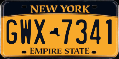 NY license plate GWX7341