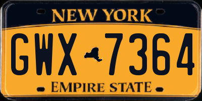 NY license plate GWX7364