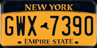 NY license plate GWX7390