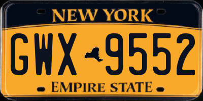 NY license plate GWX9552