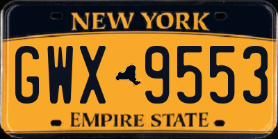 NY license plate GWX9553