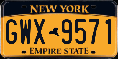NY license plate GWX9571