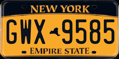 NY license plate GWX9585