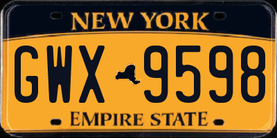 NY license plate GWX9598