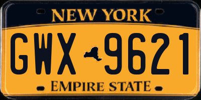 NY license plate GWX9621