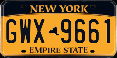 NY license plate GWX9661