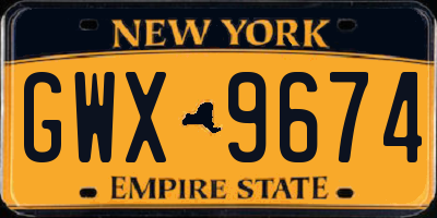 NY license plate GWX9674