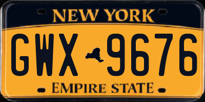 NY license plate GWX9676