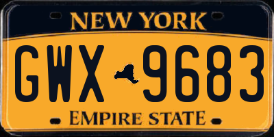 NY license plate GWX9683